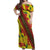 Samoan Culture Off Shoulder Maxi Dress Hibiscus and Ula Fala with Tapa Pattern YellowColor