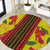 Samoan Culture Round Carpet Hibiscus and Ula Fala with Tapa Pattern Yellow Color