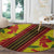 Samoan Culture Round Carpet Hibiscus and Ula Fala with Tapa Pattern Yellow Color