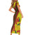 Samoan Culture Short Sleeve Bodycon Dress Hibiscus and Ula Fala with Tapa Pattern YellowColor