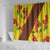 Samoan Culture Shower Curtain Hibiscus and Ula Fala with Tapa Pattern Yellow Color