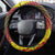 Samoan Culture Steering Wheel Cover Hibiscus and Ula Fala with Tapa Pattern Yellow Color