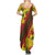 Samoan Culture Summer Maxi Dress Hibiscus and Ula Fala with Tapa Pattern YellowColor