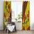 Samoan Culture Window Curtain Hibiscus and Ula Fala with Tapa Pattern Yellow Color