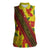 Samoan Culture Women Sleeveless Polo Shirt Hibiscus and Ula Fala with Tapa Pattern YellowColor