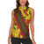 Samoan Culture Women Sleeveless Polo Shirt Hibiscus and Ula Fala with Tapa Pattern YellowColor