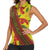 Samoan Culture Women Sleeveless Polo Shirt Hibiscus and Ula Fala with Tapa Pattern YellowColor