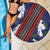 Samoan Culture Beach Blanket Hibiscus and Ula Fala with Tapa Pattern Blue Color