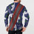 Samoan Culture Button Sweatshirt Hibiscus and Ula Fala with Tapa Pattern Blue Color