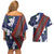 Samoan Culture Couples Matching Off Shoulder Short Dress and Hawaiian Shirt Hibiscus and Ula Fala with Tapa Pattern Blue Color