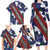 Samoan Culture Family Matching Long Sleeve Bodycon Dress and Hawaiian Shirt Hibiscus and Ula Fala with Tapa Pattern Blue Color