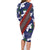 Samoan Culture Family Matching Long Sleeve Bodycon Dress and Hawaiian Shirt Hibiscus and Ula Fala with Tapa Pattern Blue Color