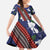 Samoan Culture Family Matching Short Sleeve Bodycon Dress and Hawaiian Shirt Hibiscus and Ula Fala with Tapa Pattern Blue Color