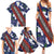 Samoan Culture Family Matching Summer Maxi Dress and Hawaiian Shirt Hibiscus and Ula Fala with Tapa Pattern Blue Color