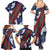 Samoan Culture Family Matching Summer Maxi Dress and Hawaiian Shirt Hibiscus and Ula Fala with Tapa Pattern Blue Color