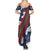 Samoan Culture Family Matching Summer Maxi Dress and Hawaiian Shirt Hibiscus and Ula Fala with Tapa Pattern Blue Color