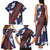 Samoan Culture Family Matching Tank Maxi Dress and Hawaiian Shirt Hibiscus and Ula Fala with Tapa Pattern Blue Color