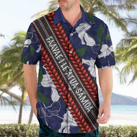 Samoan Culture Hawaiian Shirt Hibiscus and Ula Fala with Tapa Pattern Blue Color LT03 - Polynesian Pride