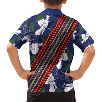 Samoan Culture Hawaiian Shirt Hibiscus and Ula Fala with Tapa Pattern Blue Color LT03 - Polynesian Pride
