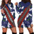 Samoan Culture Hoodie Dress Hibiscus and Ula Fala with Tapa Pattern Blue Color