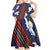 Samoan Culture Kid Short Sleeve Dress Hibiscus and Ula Fala with Tapa Pattern Blue Color