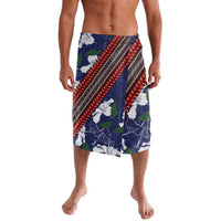 Samoan Culture Lavalava Hibiscus and Ula Fala with Tapa Pattern Blue Color LT03 Blue - Polynesian Pride
