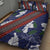 Samoan Culture Quilt Bed Set Hibiscus and Ula Fala with Tapa Pattern Blue Color