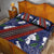 Samoan Culture Quilt Bed Set Hibiscus and Ula Fala with Tapa Pattern Blue Color