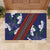 Samoan Culture Rubber Doormat Hibiscus and Ula Fala with Tapa Pattern Blue Color