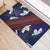 Samoan Culture Rubber Doormat Hibiscus and Ula Fala with Tapa Pattern Blue Color