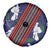 Samoan Culture Spare Tire Cover Hibiscus and Ula Fala with Tapa Pattern Blue Color