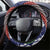 Samoan Culture Steering Wheel Cover Hibiscus and Ula Fala with Tapa Pattern Blue Color