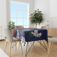 Samoan Culture Tablecloth Hibiscus and Ula Fala with Tapa Pattern Blue Color LT03 - Polynesian Pride