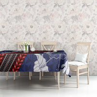Samoan Culture Tablecloth Hibiscus and Ula Fala with Tapa Pattern Blue Color LT03 - Polynesian Pride