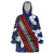 Samoan Culture Wearable Blanket Hoodie Hibiscus and Ula Fala with Tapa Pattern Blue Color