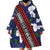 Samoan Culture Wearable Blanket Hoodie Hibiscus and Ula Fala with Tapa Pattern Blue Color