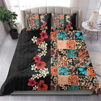 Hawaiian Hibiscus and Tropical Leaves Bedding Set Patchwork Grunge Abstract Vintage Style LT03 - Polynesian Pride