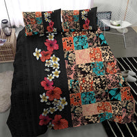 Hawaiian Hibiscus and Tropical Leaves Bedding Set Patchwork Grunge Abstract Vintage Style LT03 - Polynesian Pride