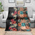 Hawaiian Hibiscus and Tropical Leaves Blanket Patchwork Grunge Abstract Vintage Style