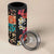 Hawaiian Hibiscus and Tropical Leaves 4 in 1 Can Cooler Tumbler Patchwork Grunge Abstract Vintage Style