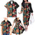 Hawaiian Hibiscus and Tropical Leaves Family Matching Off The Shoulder Long Sleeve Dress and Hawaiian Shirt Patchwork Grunge Abstract Vintage Style