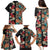 Hawaiian Hibiscus and Tropical Leaves Family Matching Puletasi and Hawaiian Shirt Patchwork Grunge Abstract Vintage Style