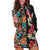 Hawaiian Hibiscus and Tropical Leaves Hoodie Dress Patchwork Grunge Abstract Vintage Style