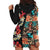 Hawaiian Hibiscus and Tropical Leaves Hoodie Dress Patchwork Grunge Abstract Vintage Style