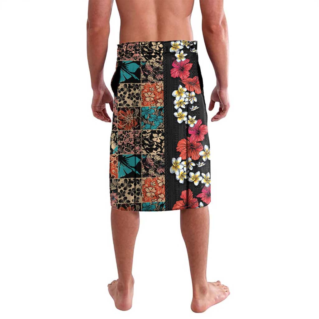 Hawaiian Hibiscus and Tropical Leaves Lavalava Patchwork Grunge Abstract Vintage Style LT03 - Polynesian Pride