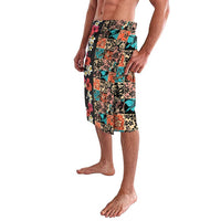 Hawaiian Hibiscus and Tropical Leaves Lavalava Patchwork Grunge Abstract Vintage Style LT03 - Polynesian Pride