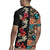 Hawaiian Hibiscus and Tropical Leaves Rugby Jersey Patchwork Grunge Abstract Vintage Style