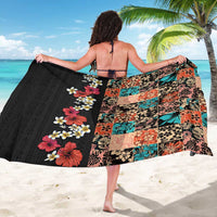Hawaiian Hibiscus and Tropical Leaves Sarong Patchwork Grunge Abstract Vintage Style LT03 - Polynesian Pride
