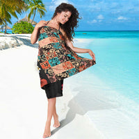 Hawaiian Hibiscus and Tropical Leaves Sarong Patchwork Grunge Abstract Vintage Style LT03 - Polynesian Pride