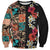 Hawaiian Hibiscus and Tropical Leaves Sweatshirt Patchwork Grunge Abstract Vintage Style